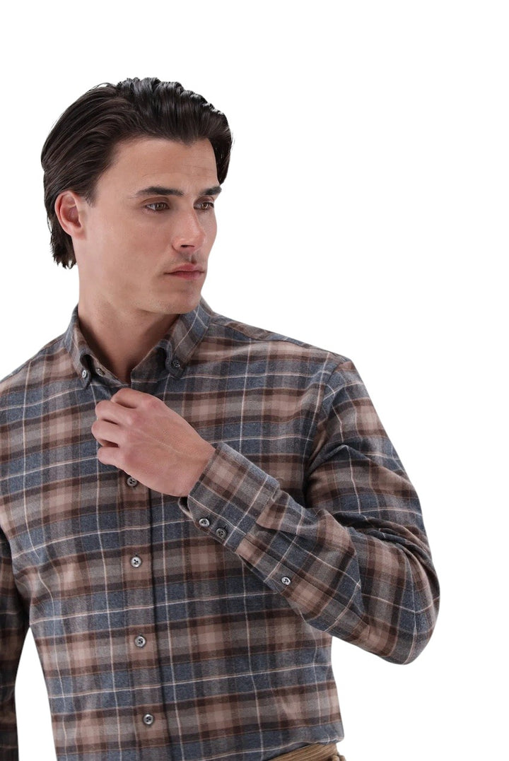 Van Laack Men hemd lange mouwen heren bruin 156644 140 ROY-TF.