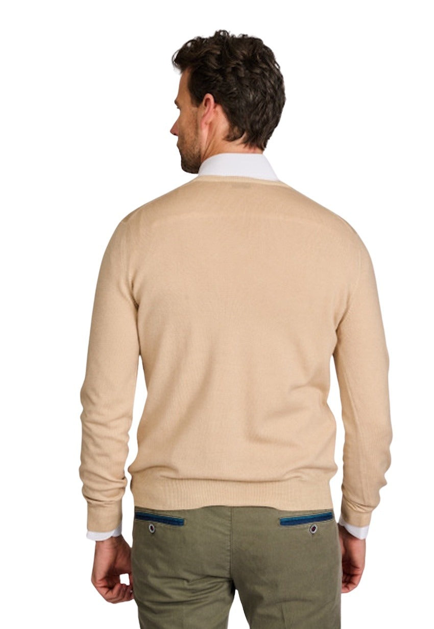 Gran Sasso Men pull trui v-hals heren beige 55115/22792/204