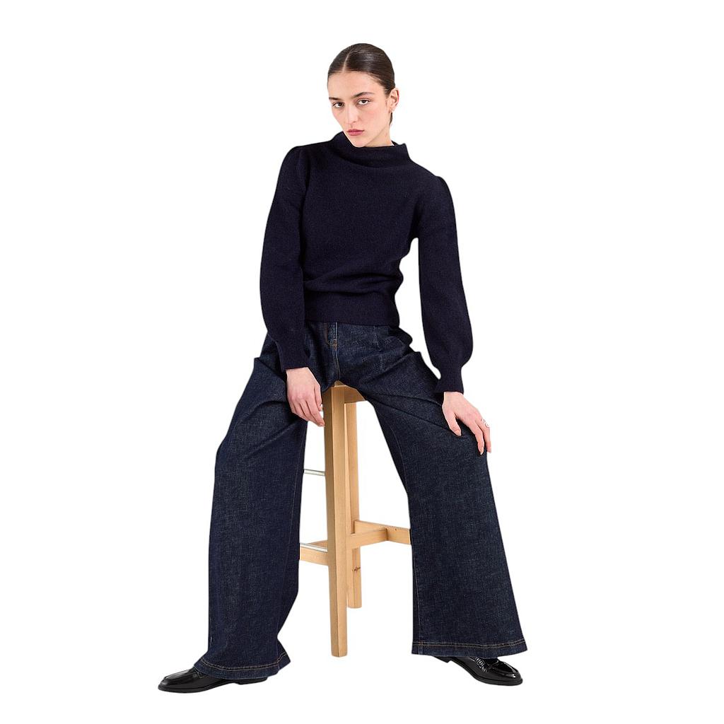 anneclaire-pull-à-col-roulé-femme-bleu marine-d1795-461-852