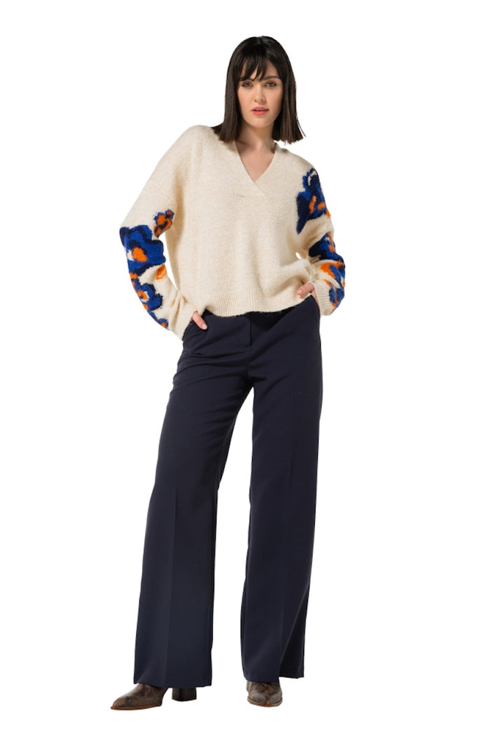 Caroline Biss pull trui v-hals dames multi 4263/29
