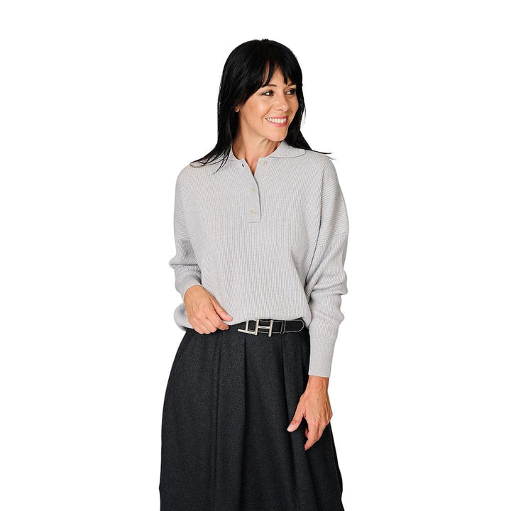 panicale - polo en cachemire pour femme - gris