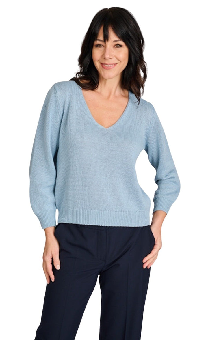 Anneclaire pull trui v-hals dames licht blauw D0964 317 15