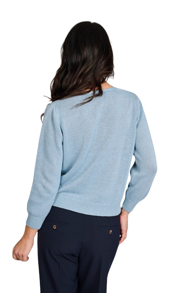 Anneclaire pull trui v-hals dames licht blauw D0964 317 15