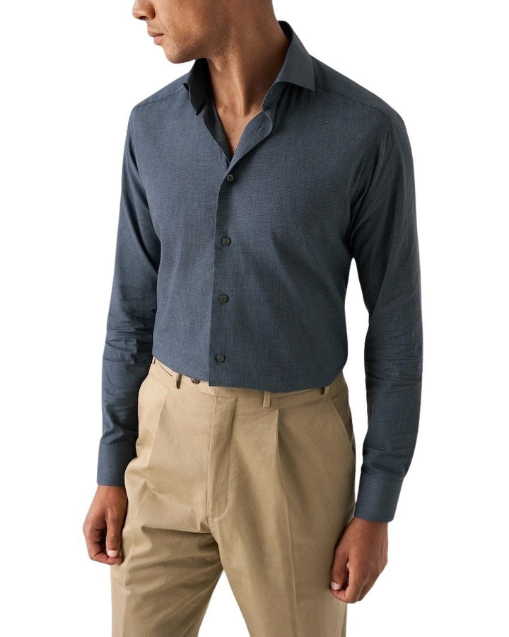 Eton camicia maniche lunghe blu scuro da uomo