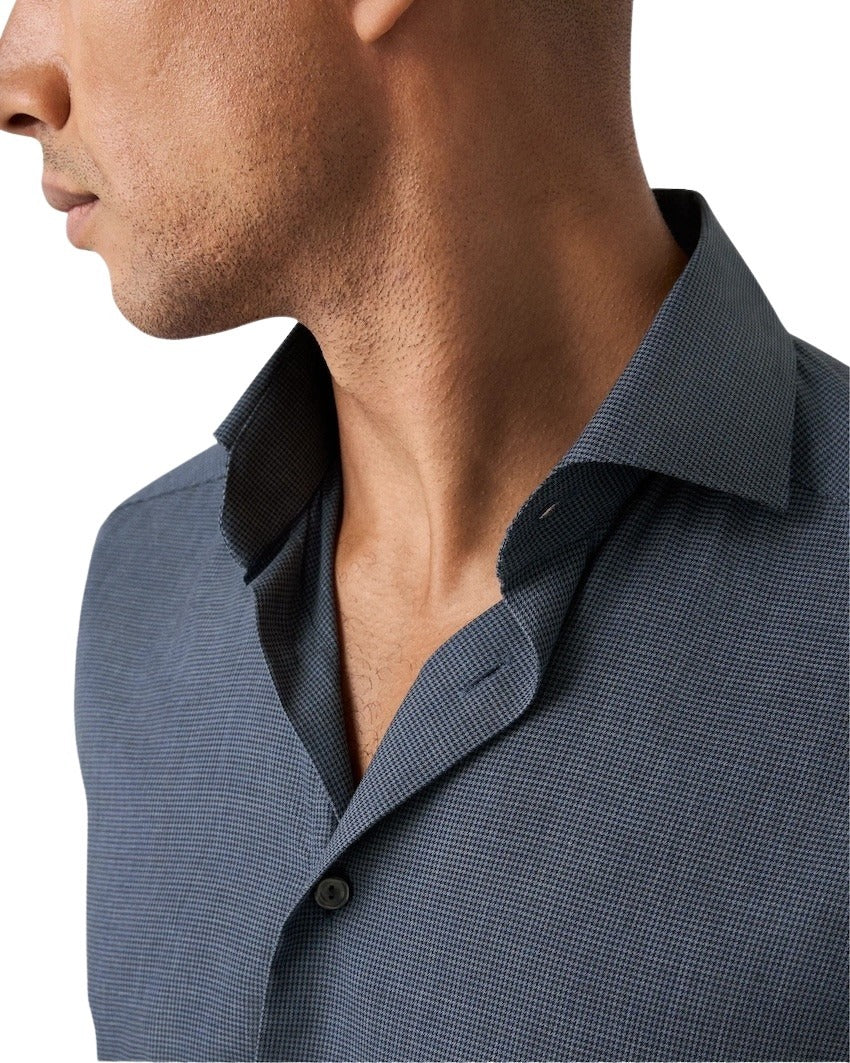 Eton camicia maniche lunghe blu scuro da uomo
