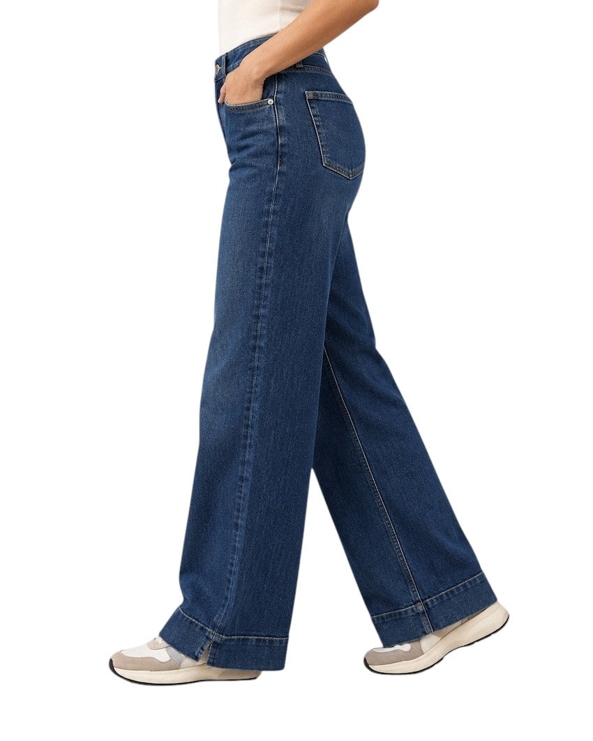 FRAME damejeans blå denim — set fra siden