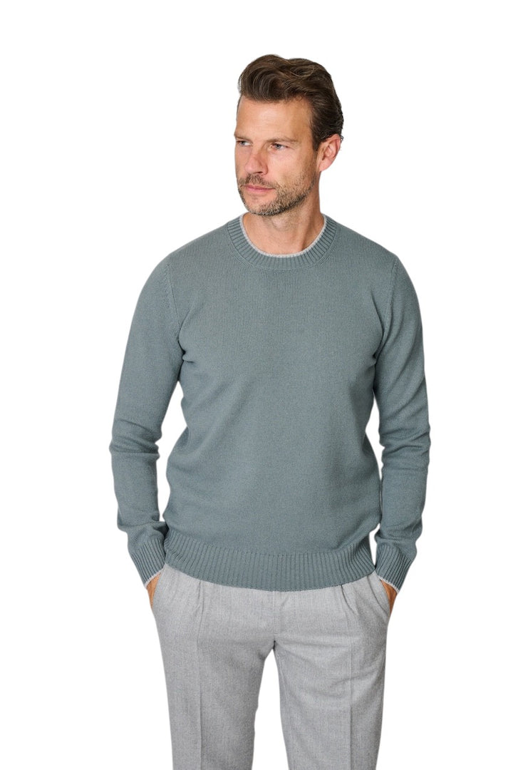 Gran Sasso Hommes pull à col roulé col rond homme vert