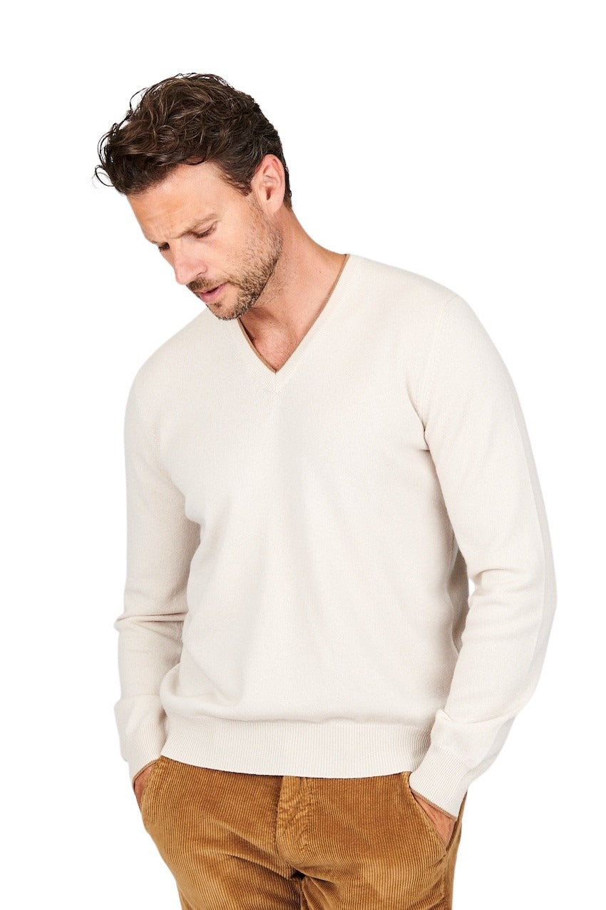 Gran Sasso Men pull trui v-hals heren beige