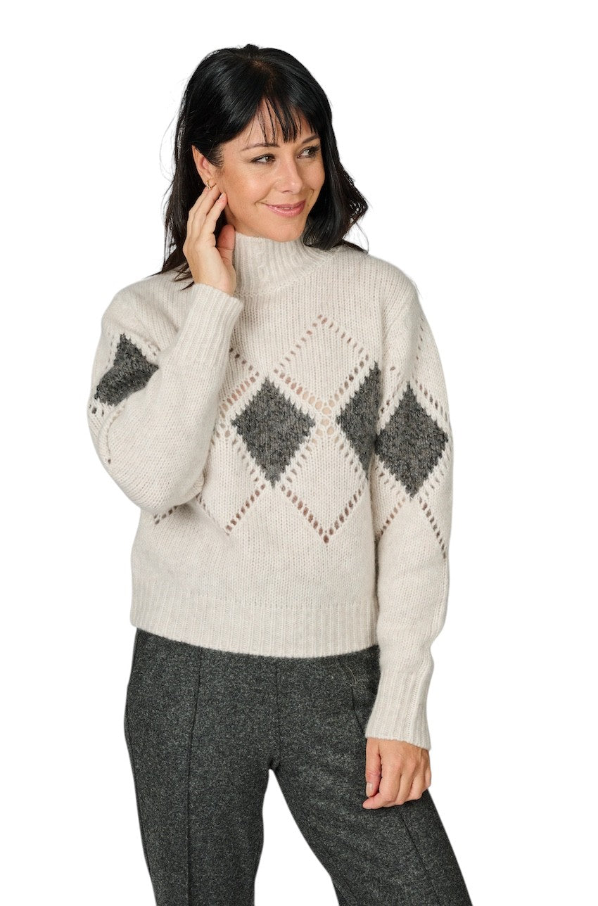 Hemisphere pull trui rolkraag dames greige 252C556RG-17 RG1