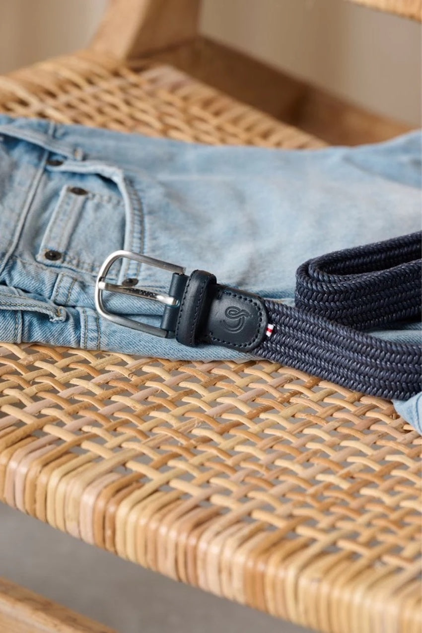 La Boucle riem heren donker blauw Puglia waxed cotton