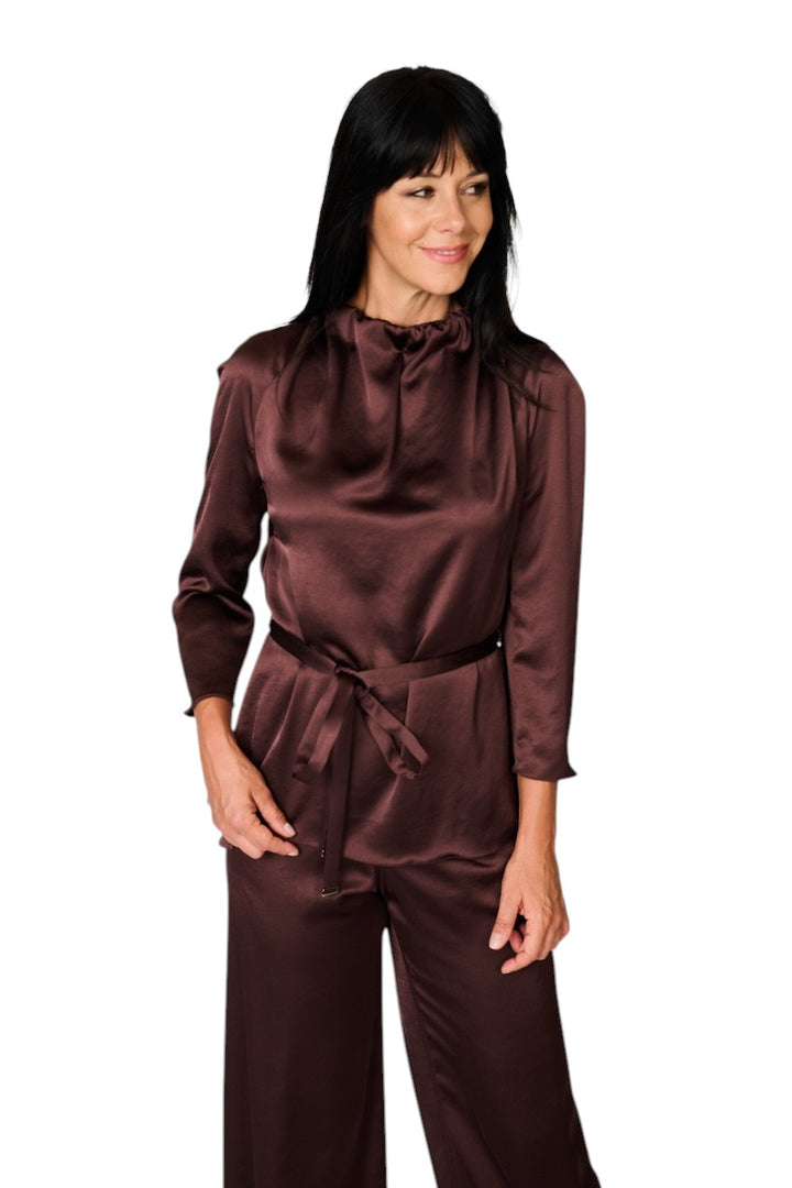 Natan Collection Damenbluse in Aubergine FEROLA-JTBT02 210