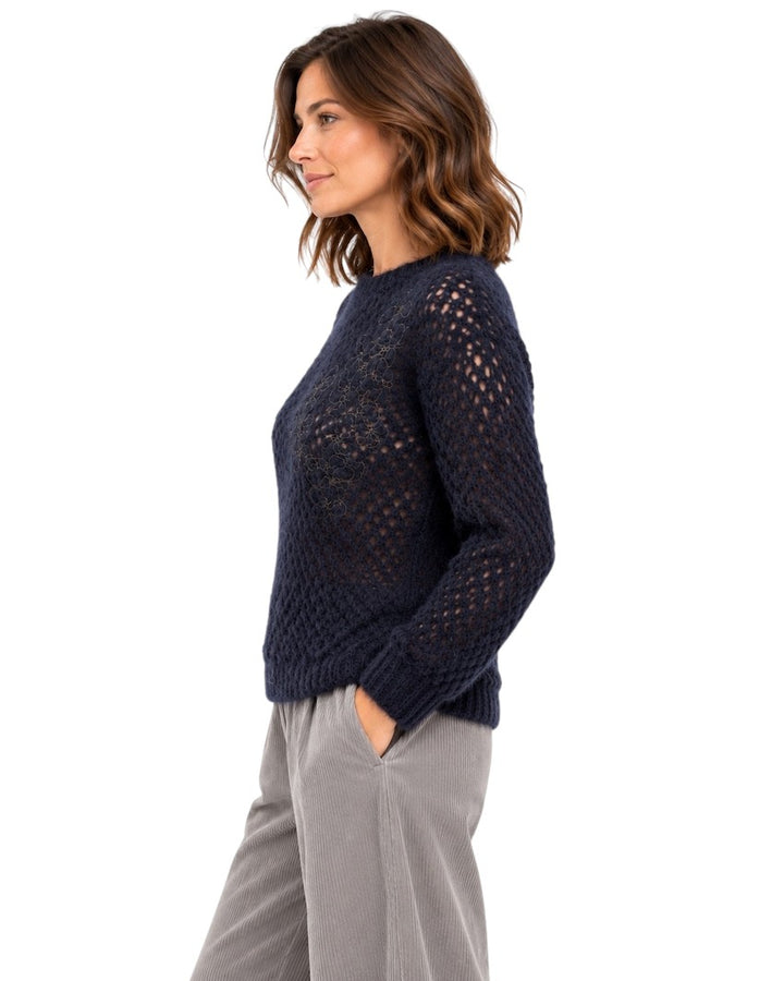 Panicale Cashmere pull trui dames blauw D390781G 0590