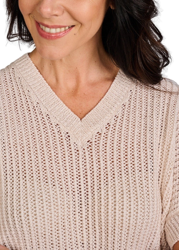 Peserico pull trui v-hals dames beige M99942F05 09182 042