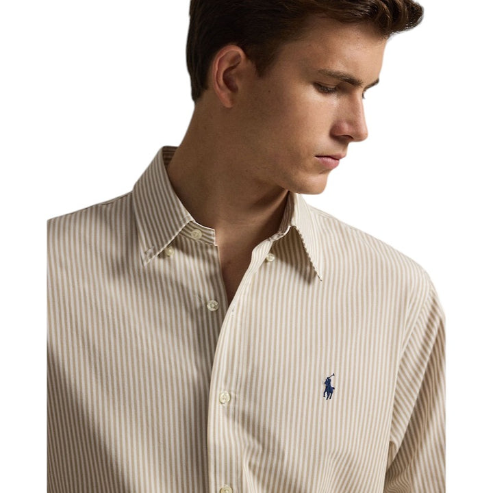 Polo Ralph Lauren Men hemd heren beige Custom fit stretch 710929346502