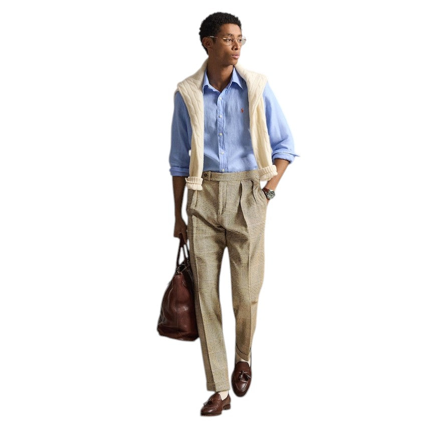 Polo Ralph Lauren Men hemd heren licht blauw linnen Custom slim fit 710966294509