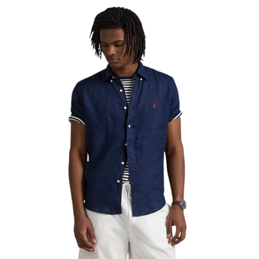 Polo Ralph Lauren Men hemd korte mouwen heren marine custom fit 710968912001