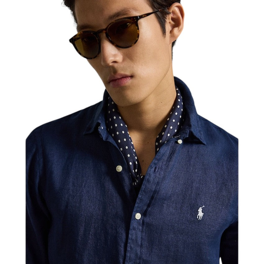 Polo Ralph Lauren Men hemd lange mouwen heren marine Custom fit 710966294504