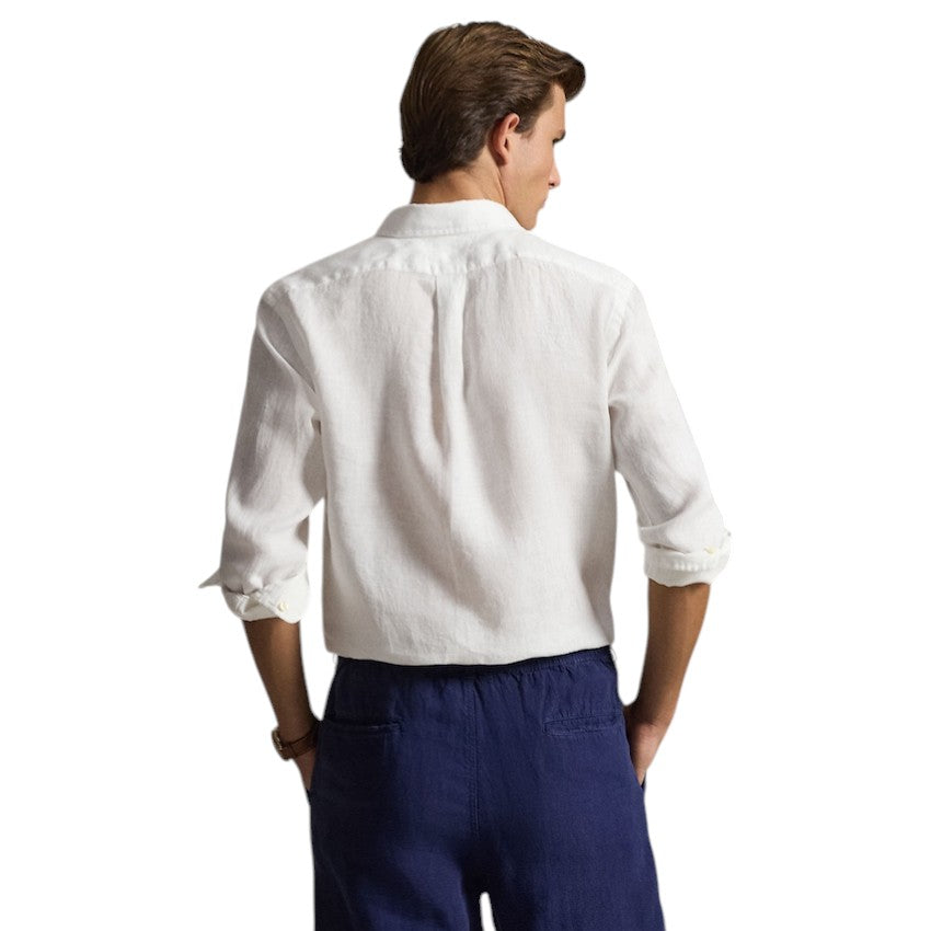Polo Ralph Lauren Men hemd lange mouwen heren wit linnen custom fit 710966294506.