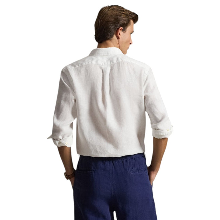 Polo Ralph Lauren Men hemd lange mouwen heren wit linnen custom fit 710966294506.
