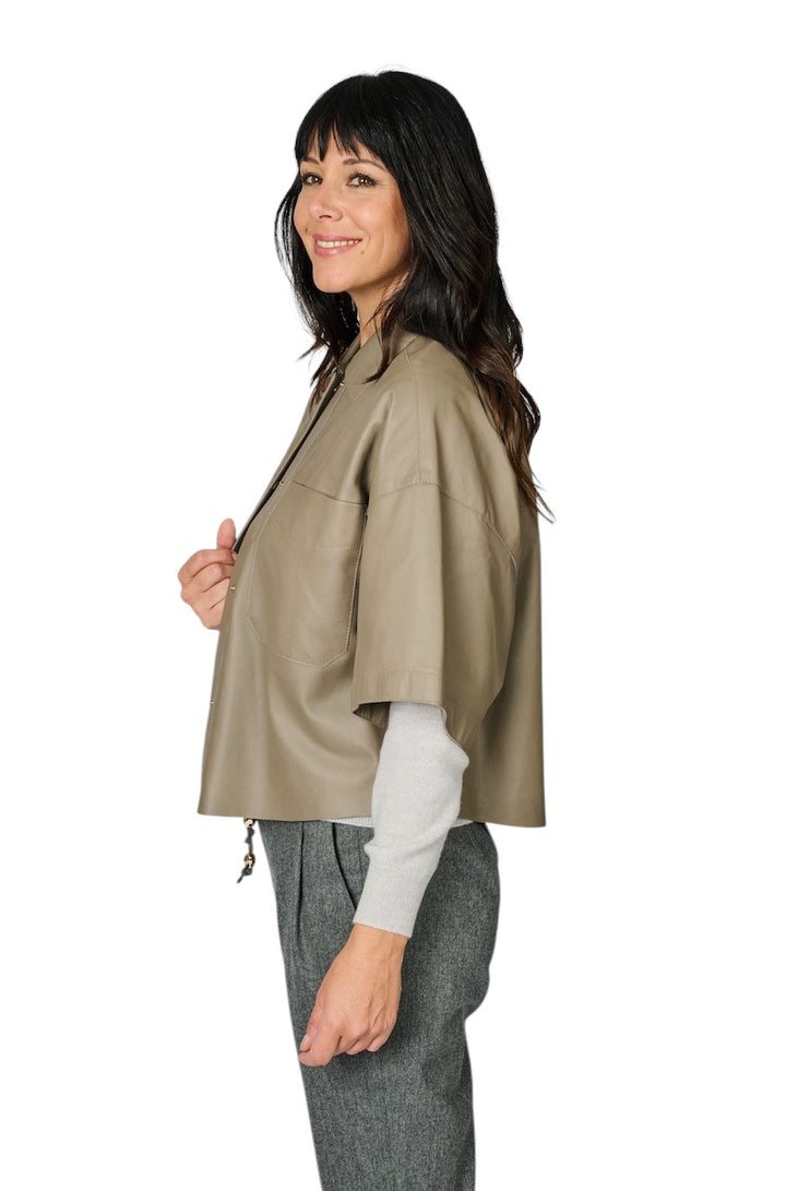 Riani leren vest dames taupe 571010-9027 528