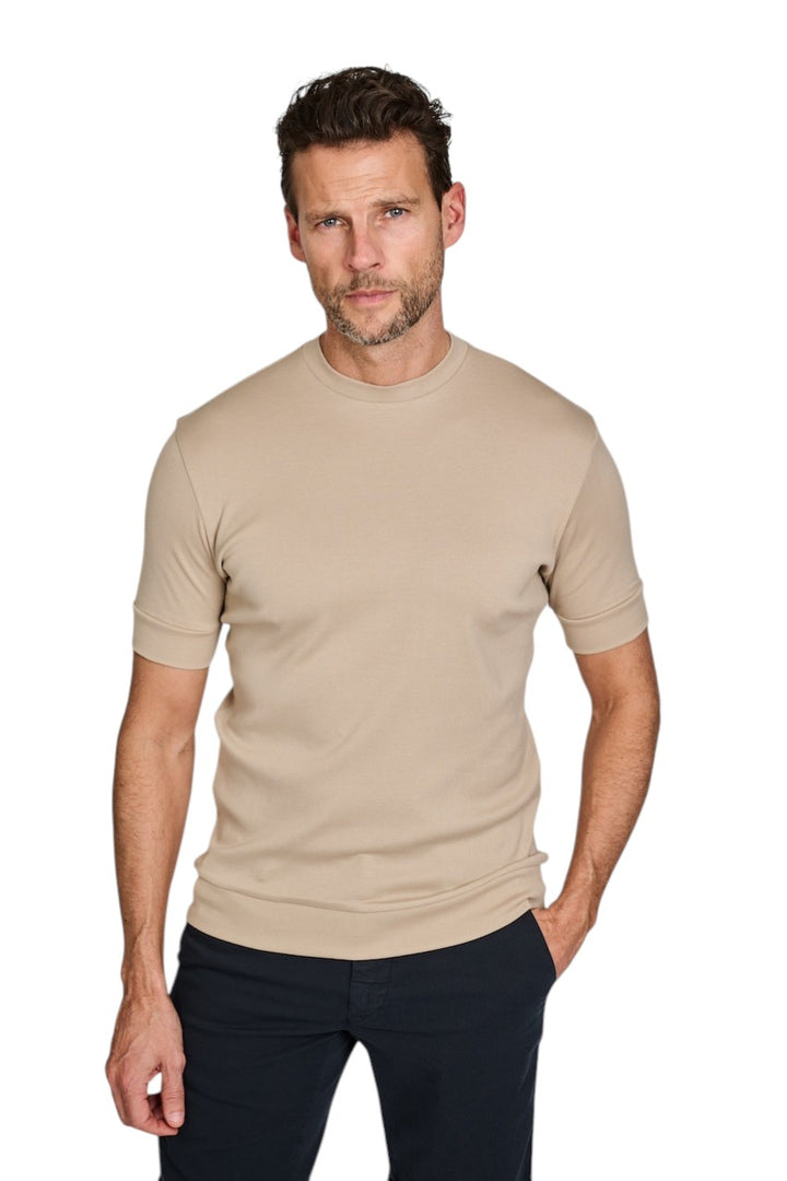 Stefan Brandt t-shirt korte mouwen heren taupe Eli B ELI B 01.400 FR30